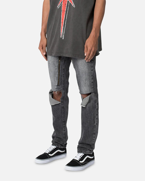 MNML D530 Zipper Denim Jeans Washed Black