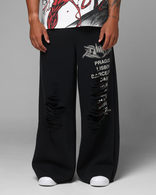 Loiter Destruct Sweat Pants Washed Black
