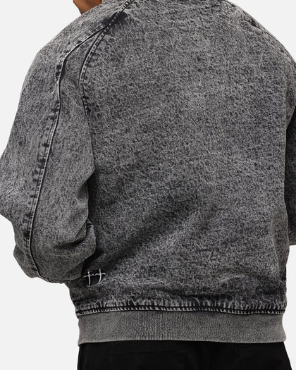 Saint Morta Flight Denim Jacket Black Stonewash