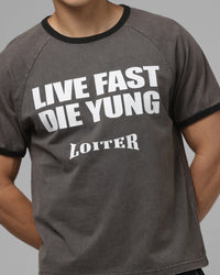 Loiter Live Fast Ringer T-Shirt Black
