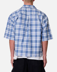 MNML Crop Flannel Short Sleeve Shirt Blue