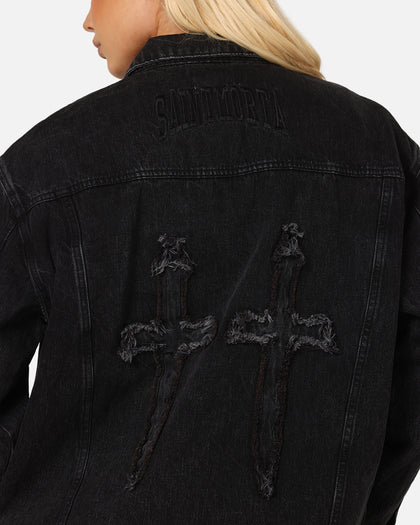 Saint Morta Daggers Cutoff Denim Jacket Vintage Black