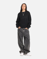 X-Large Script Waffle Knit Sweater Black