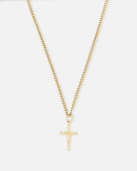 Saint Morta Crucifix Cuban Necklace Gold