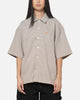 Carre Grid Short Sleeve Button Up Shirt Ecru Check