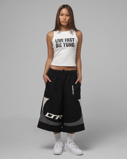 Loiter Women's Live Fast Die Young Rib Tank White