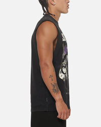 Saint Morta X Black Sabbath Cross Oversized Muscle Tee Washed Black