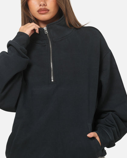 American Thrift Leisure Quarter Zip Mock Neck Sweater Washed Black