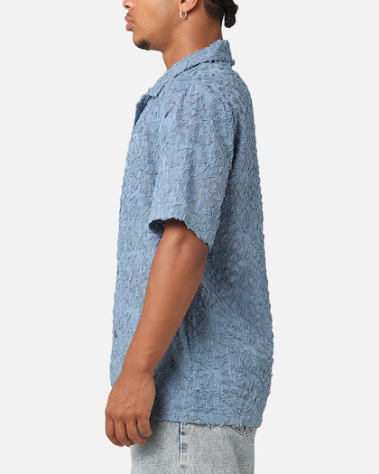 XXIII Sheer Daisy Button Up Shirt Floral Blue