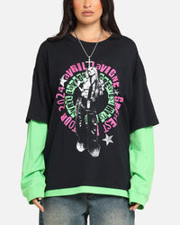 Avril Lavigne Avril Layered Long Sleeve T-Shirt Black Wash