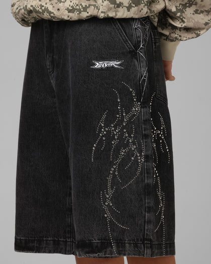 Loiter Goth Clique Jorts Black