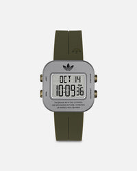 Adidas Gunmetal Aluminum Case Dial Green Silicone Strap Watch Green