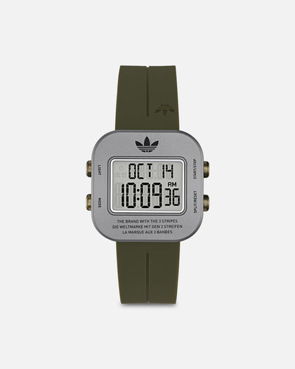 Adidas Gunmetal Aluminum Case Dial Green Silicone Strap Watch Green