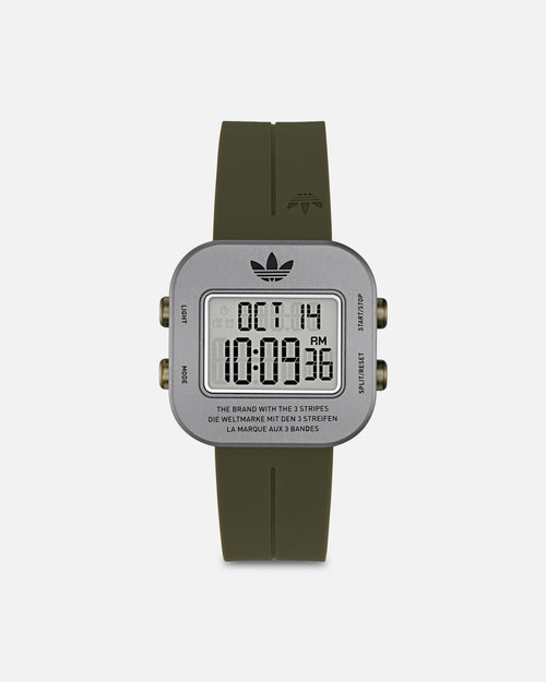 Adidas Gunmetal Aluminum Case Dial Green Silicone Strap Watch Green