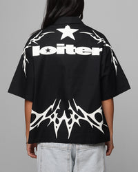Loiter Cyber Zip Up Short Sleeve Shirt Black