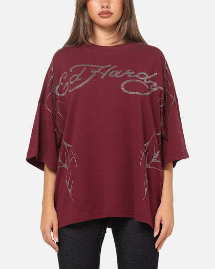 Ed Hardy Cyber Rhinestone T-Shirt Plum