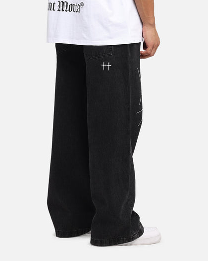 Saint Morta Amplus Tribal Rhinestone Jeans Black Shadow