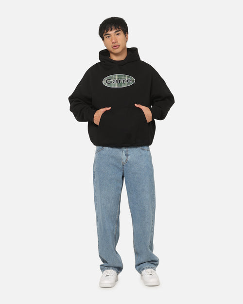Carre Plaid Oval Hoodie Solid Black