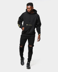 Champion Men's Rev Weave Script Hoodie Black/Gold