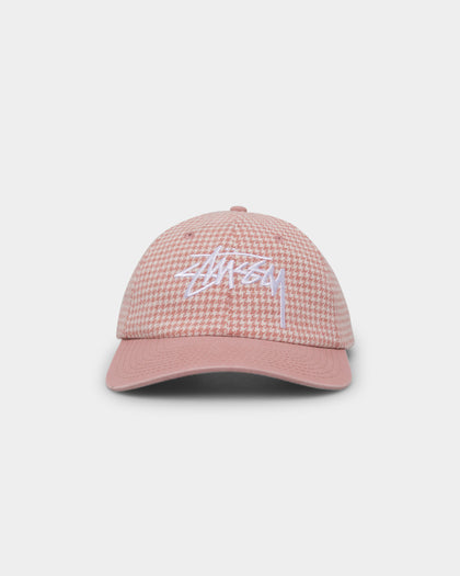 Stussy Stock Houndstooth Low Pro Cap Washed Pink
