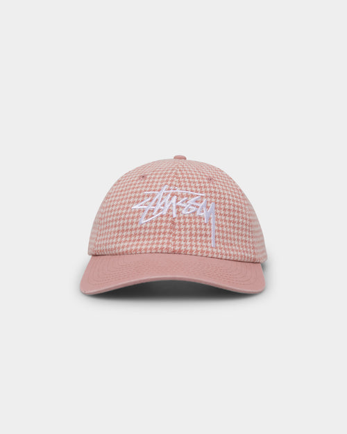Stussy Stock Houndstooth Low Pro Cap Washed Pink