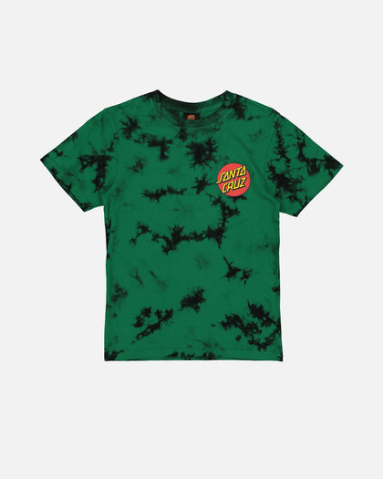 Santa Cruz Kids' Beware Dot Tie Dye T-Shirt Green Tie Dye