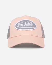 Von Dutch Coral And Grey Trucker Snapback Coral