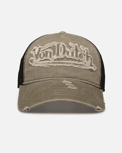 Von Dutch Washed Twill Trucker Hat Washed Khaki