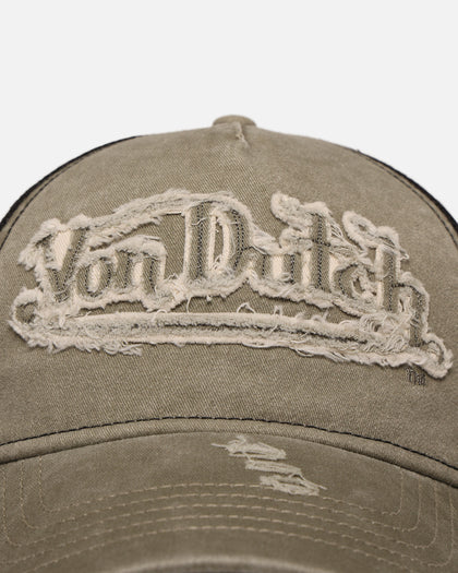 Von Dutch Washed Twill Trucker Hat Washed Khaki