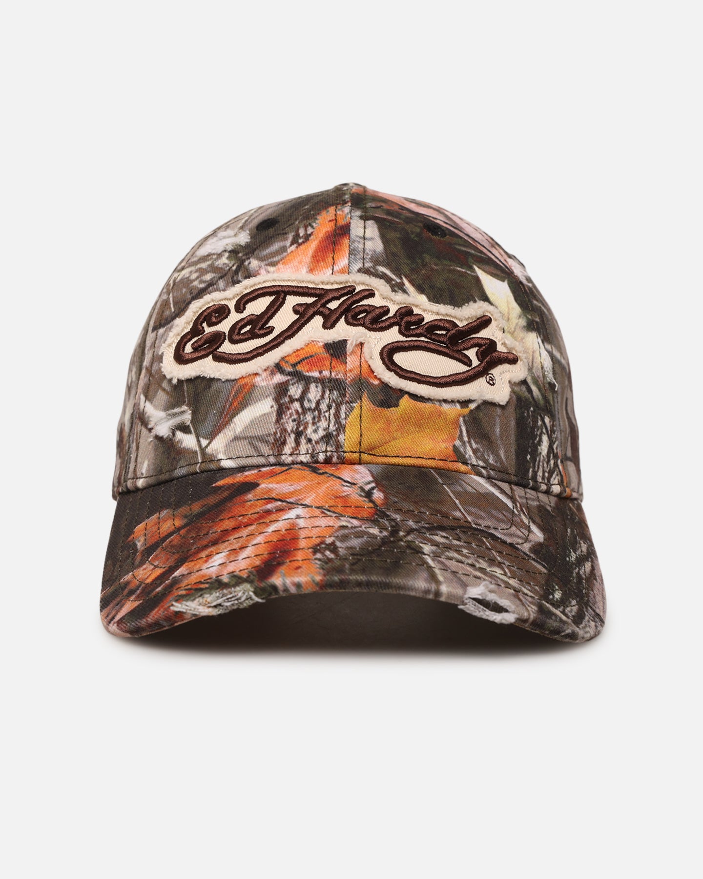 Ed Hardy Distressed Strapback Cap Real Tree Camo | Culture Kings NZ