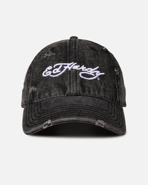 帽子 WASH CASQUETTE - Black Ed Hardy Distressed Denim Strapback Cap Black Wash | Culture Kings NZ