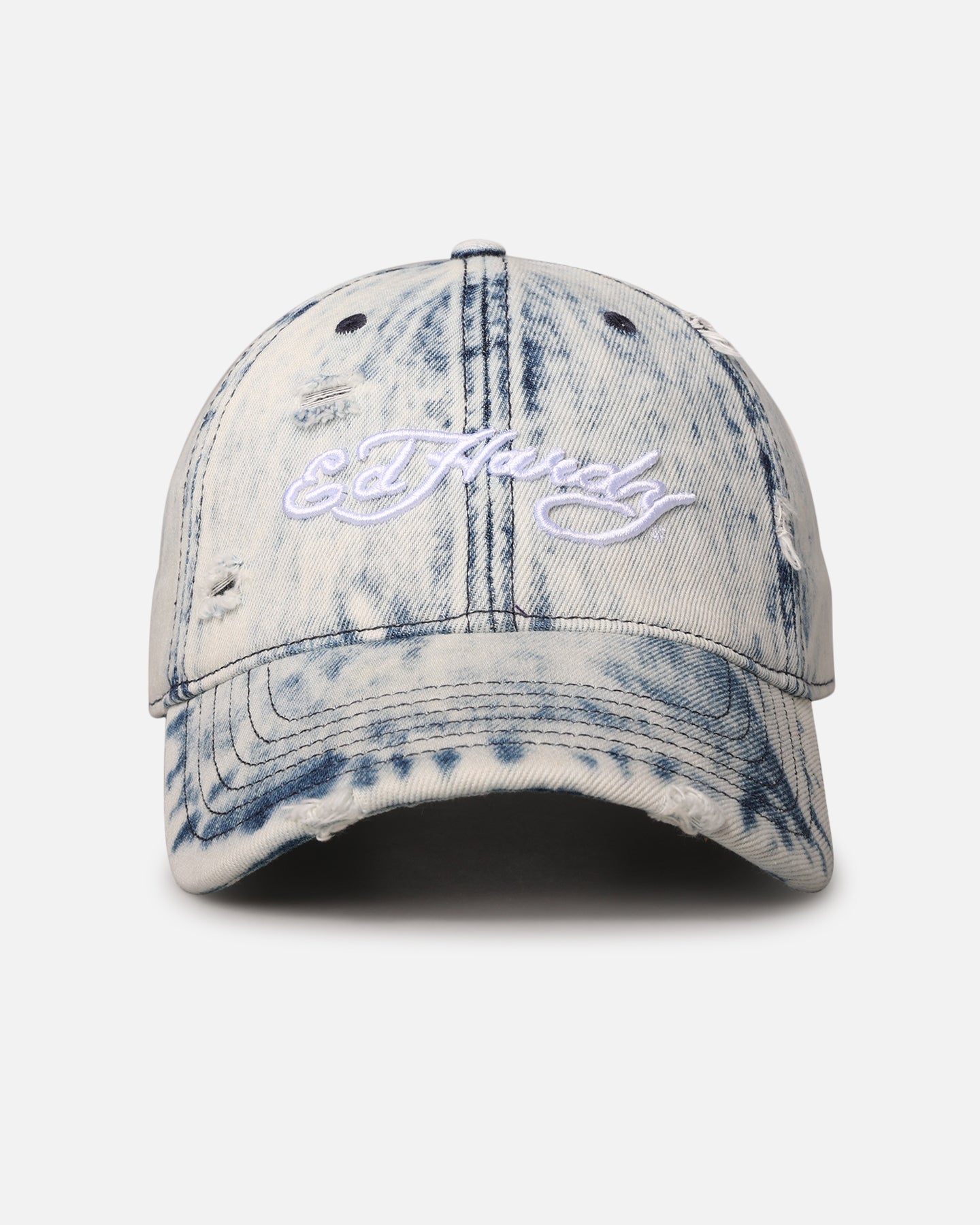 Ed Hardy Distressed Denim Strapback Cap Blue Wash | Culture Kings NZ