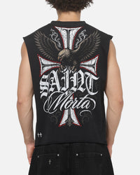 Saint Morta Liberty Cut Off Muscle T-Shirt Washed Black