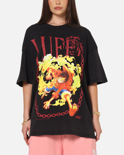 73Studio X One Piece Luffy Vintage T-Shirt Off Black