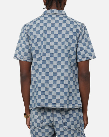 XXIII Checker Board Button Up Shirt Blue