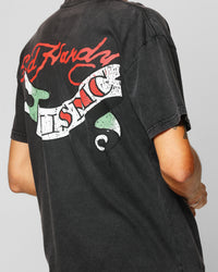 Ed Hardy Born To Lose T-Shirt Black Acidwash