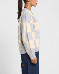 Loiter Checker Knit Sweater Grey/Off White