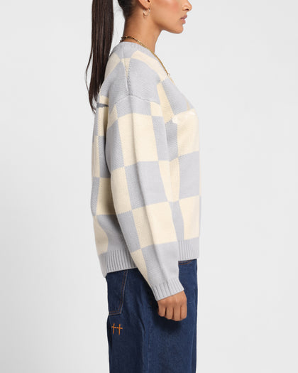 Loiter Checker Knit Sweater Grey/Off White
