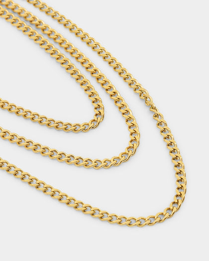 NXS 3mm Micro Cuban Chain Set Gold