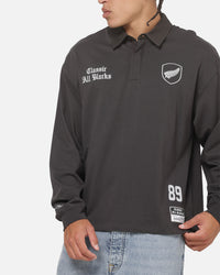 Mitchell & Ness All Blacks Rugby Long Sleeve Polo Shirt Washed Black