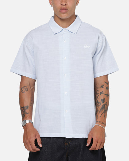 X-Large Oxford Script Button Up Shirt Light Blue