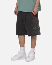 Saint Morta Graves Baggy Walk Shorts Black Shadow
