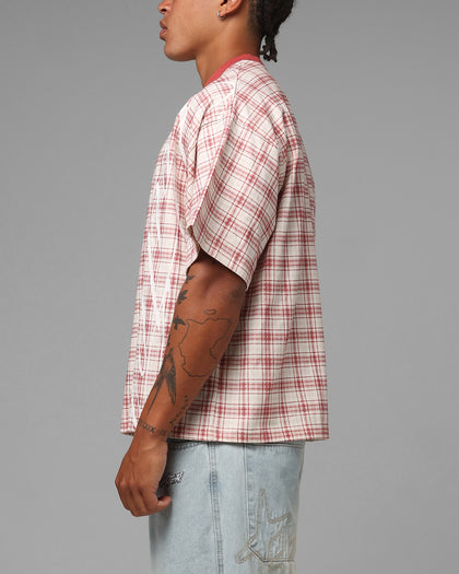 Loiter Script T-Shirt Pink Check