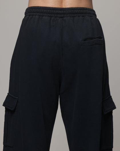 American Thrift Cargo Wide Leg Track Pants Washed Black