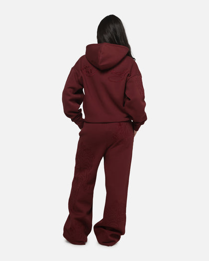 Ed Hardy Women's Tattoo Zip Hoodie Burgundy