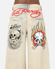 Ed Hardy Wide Leg Skull Jeans Sage