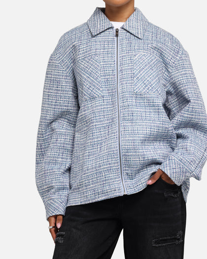 XXIII Boucle Tweed Zip Jacket Teal/Blue/Purple