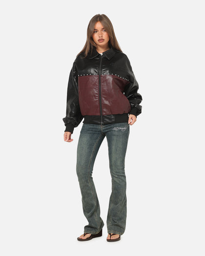 Ed Hardy Voltage Bomber Jacket Black/Burgundy