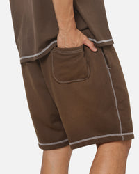 New Era Acid Wash Fleece Shorts Brown