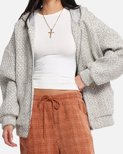 XXIII Boucle Tweed Zip Hoodie Grey Marle